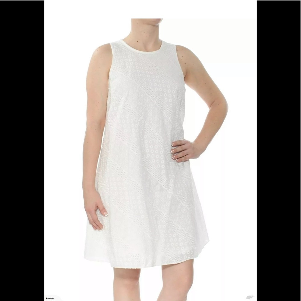 CALVIN KLEIN White Eyelet Dress